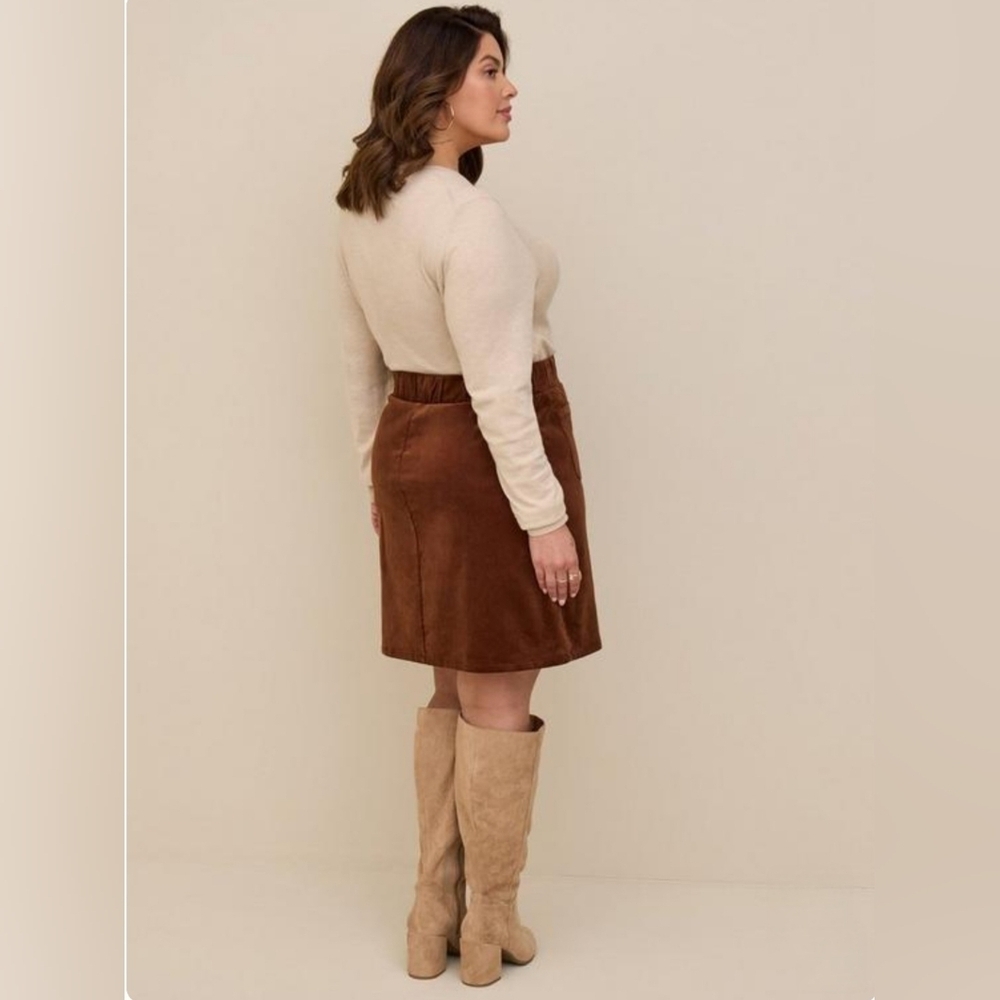 Torrid Brown Corduroy Button-Front Skirt Size 12 Plus Country - Picture 3 of 7